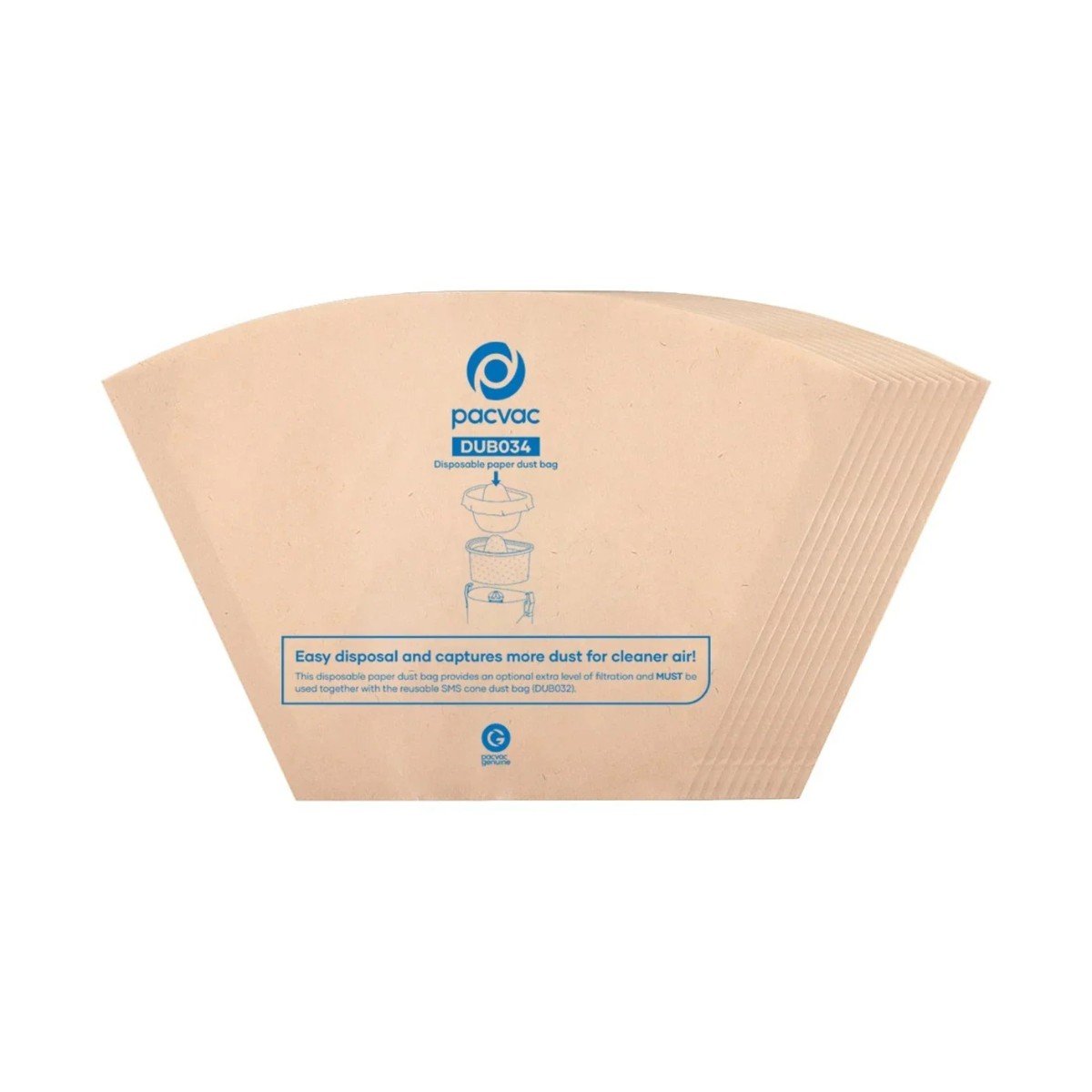 Pacvac Velo Genuine Paper Dust Bags (10 Pack) Pacvac Velo Genuine Paper Dust Bags (10 Pack) – pack of 10 genuine replacement bags